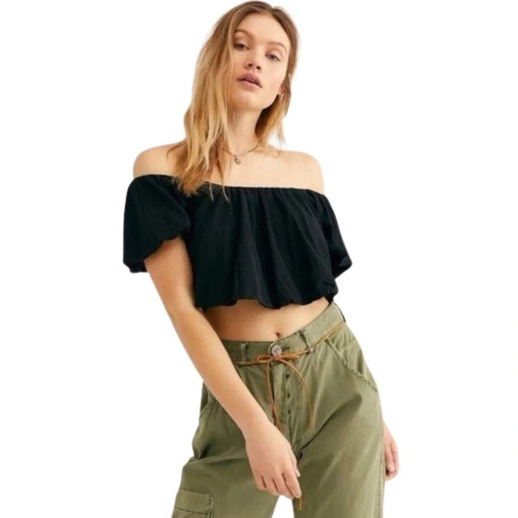 Free People Crop Top Tee Womens Medium FP We The Free Sunnie Off The Shoulder - Picture 14 of 15
